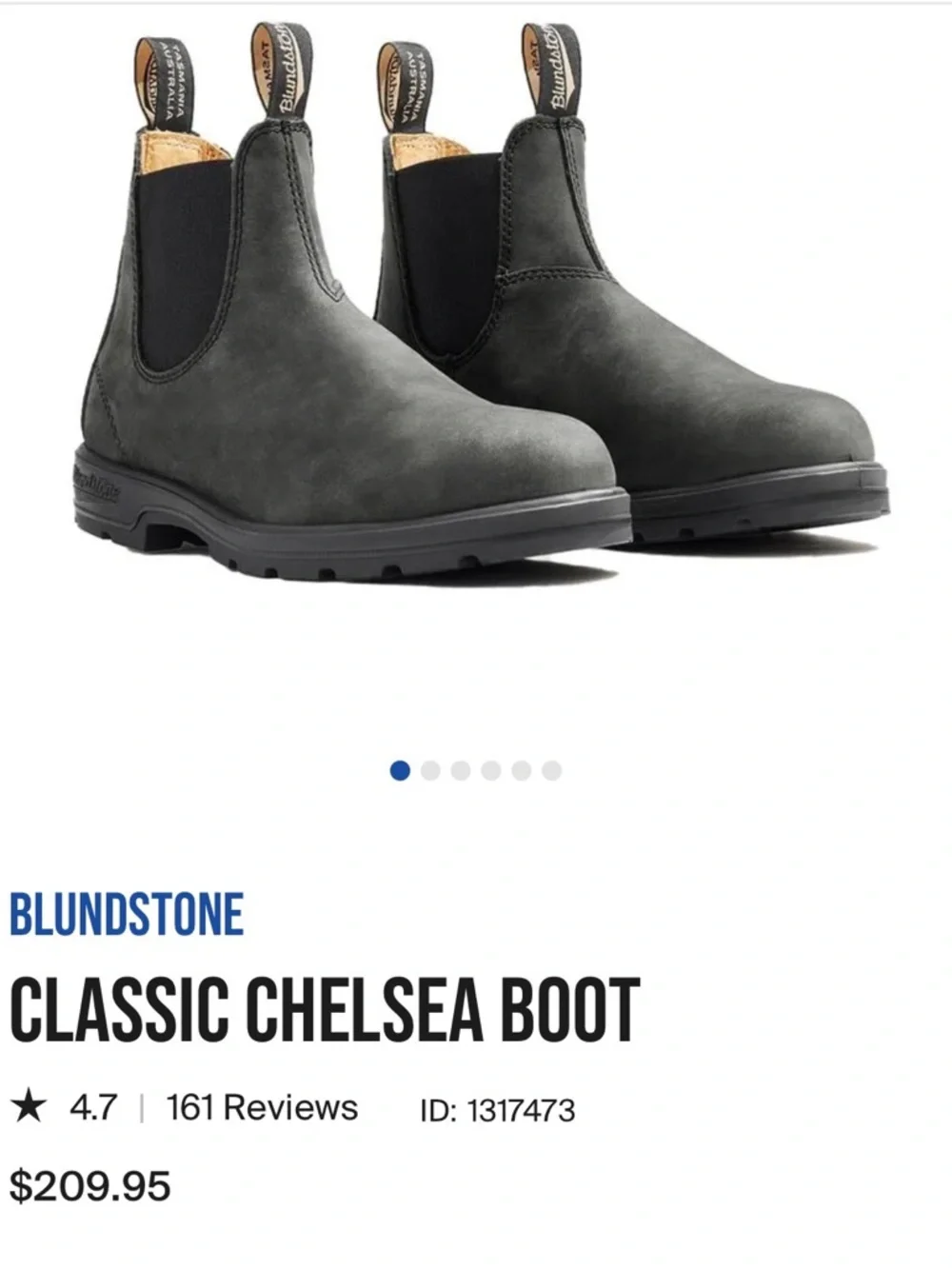 Blundstone Chelsea Boot in Charcoal Gray with Tan Pull Tabs